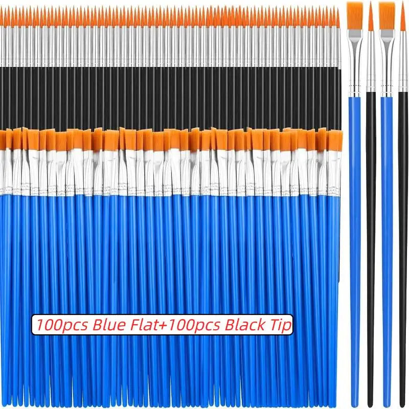 100 130 160 180 Painting Brushes Art Flat Tip Round Nylon Hair Paint Qme A3 200PCS