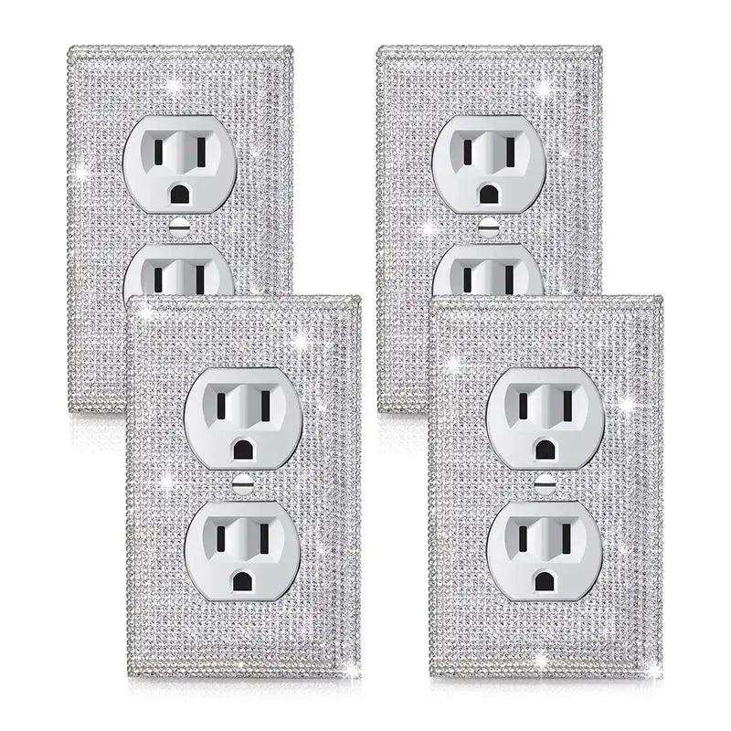 Shiny Wall Plate Cover Rhinestone Outlet Aesthetic Silver Rhinestones Qme