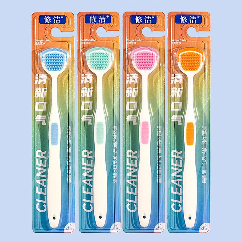 1 Tongue Scraper Soft Silicone Cleaning Toothbrush Oral Cleaner Brush Qme