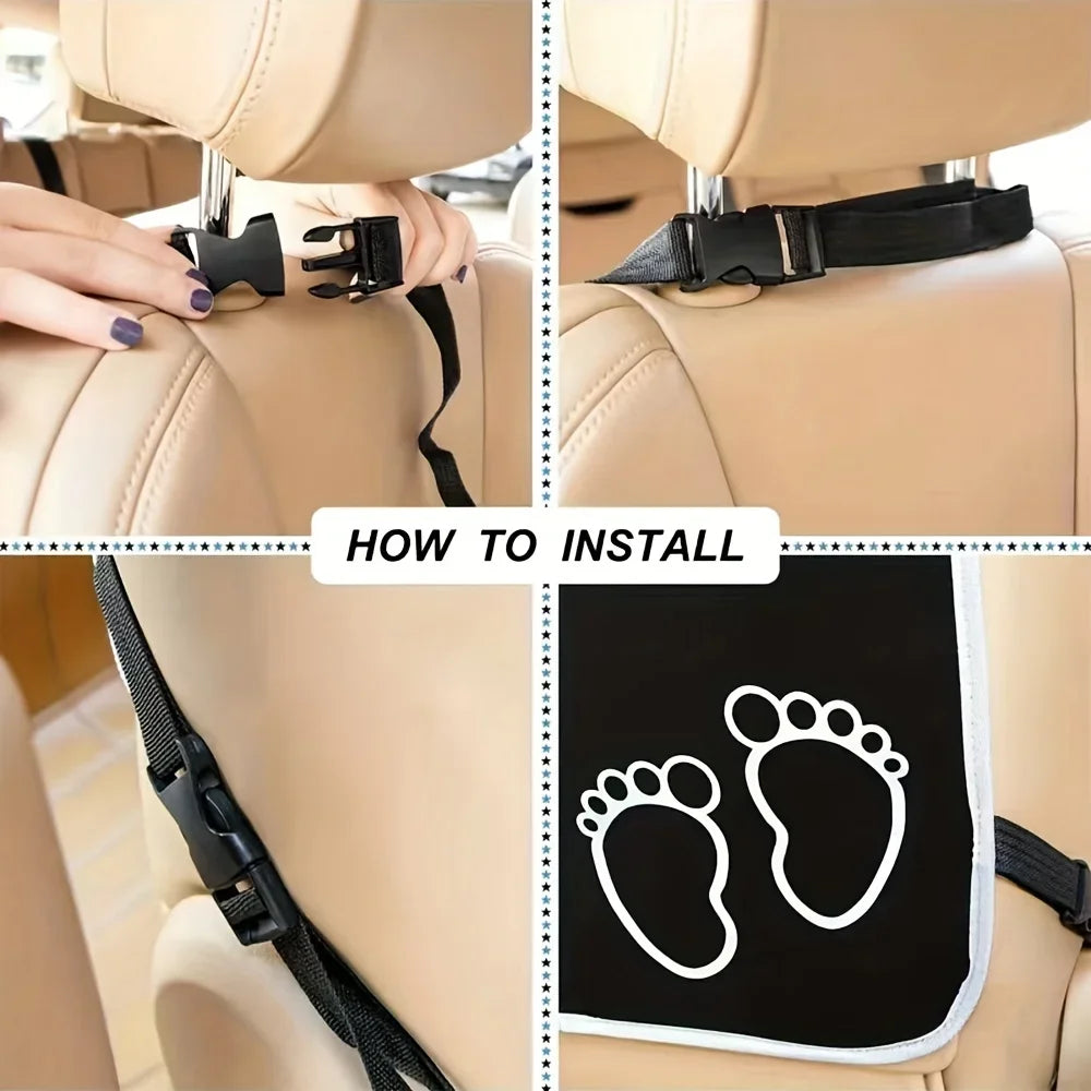 Durable car seat back cover protector - Impact-resistant pad, with footprint design, easy to install, perfect for rear seats, Qme