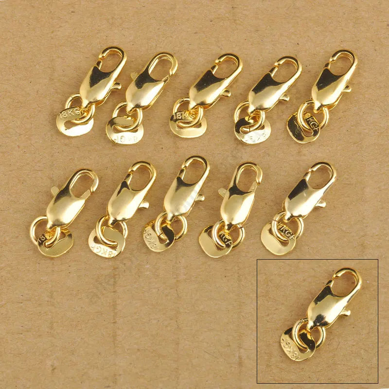 10Pcs 18KGF Stamp Tag Yellow Gold Color Lobster Clasp Connecter for DIY Jewelry Necklace Bracelet Making Jewelry Findings Qme Default Title