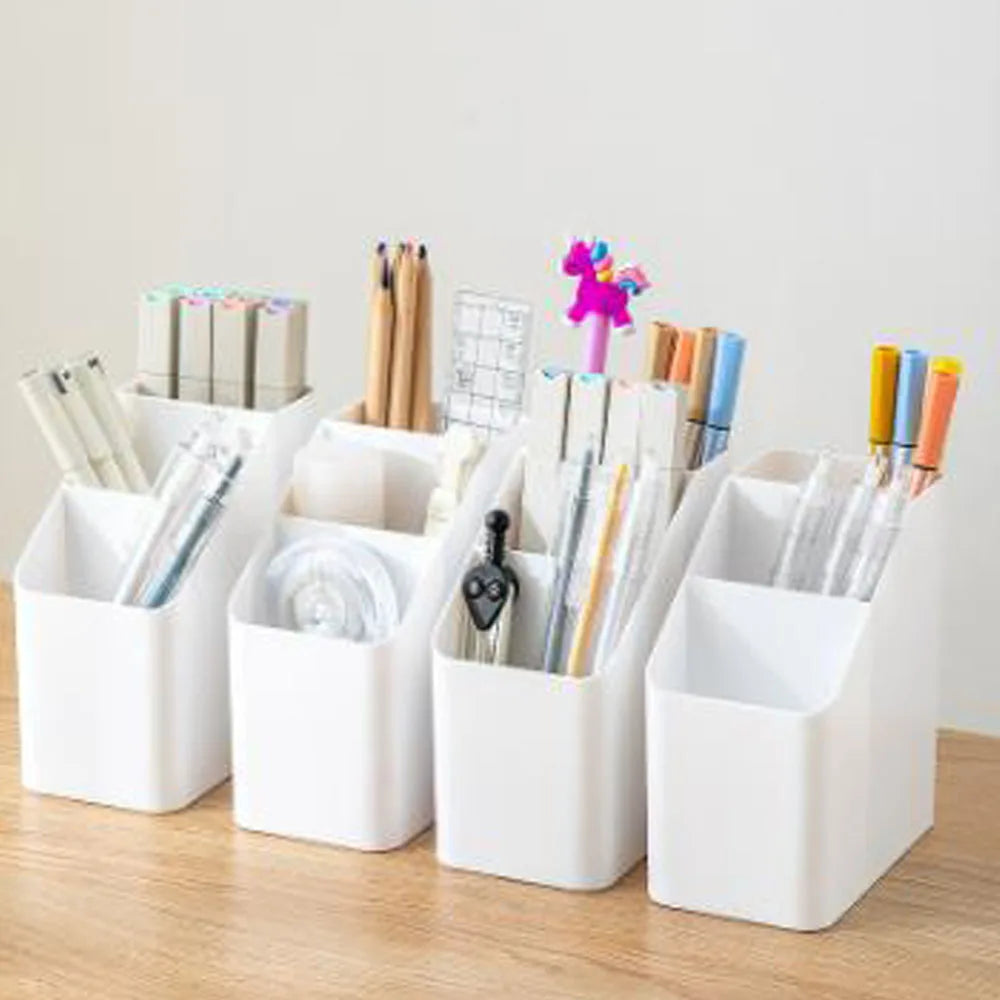 Simple Brush Colored Pen Marker Desktop Stationery Storage Box Multi-functional Three Squares Desktop Sundries Storage Holder Qme
