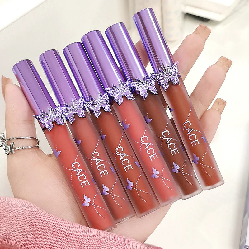 6 Colors Sexy Red Liquid Lipstick Moisturizing Lip Glaze Tint Long Lasting Matte Lip Mud Waterproof Velvet Lipstick Lips Makeup Qme