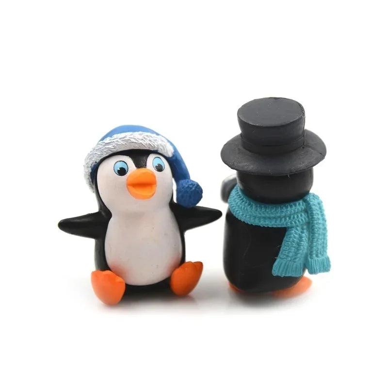 4pcs/set DIY Crafts Mini Winter Penguin Miniature Figurine Christmas Figures For Fairy Garden Gnomes Moss Terrariums Decoration Qme