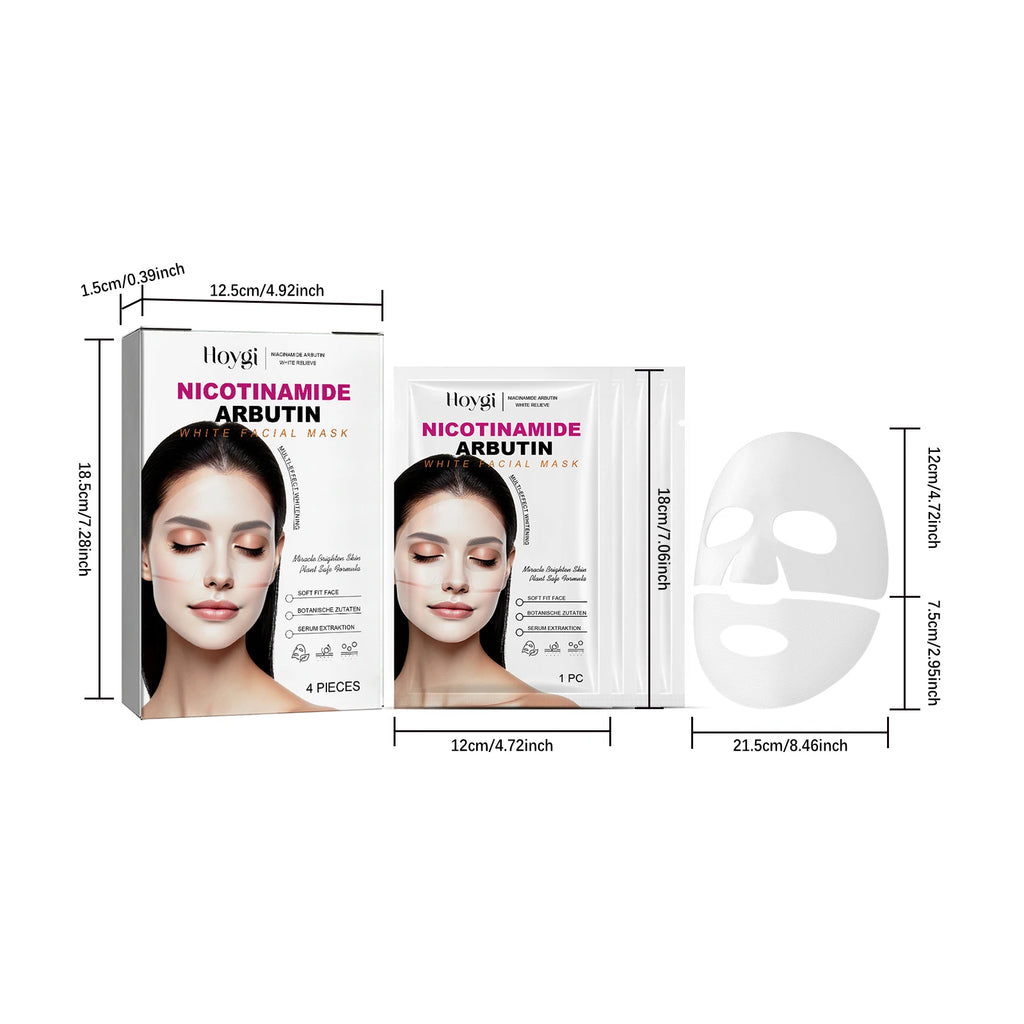 Niacinamide Arbutin Hydrating Mask Deep Hydrating Shrink Pores Firming Refreshing Brightening Facial Sheet Mask for Glowing Skin Qme