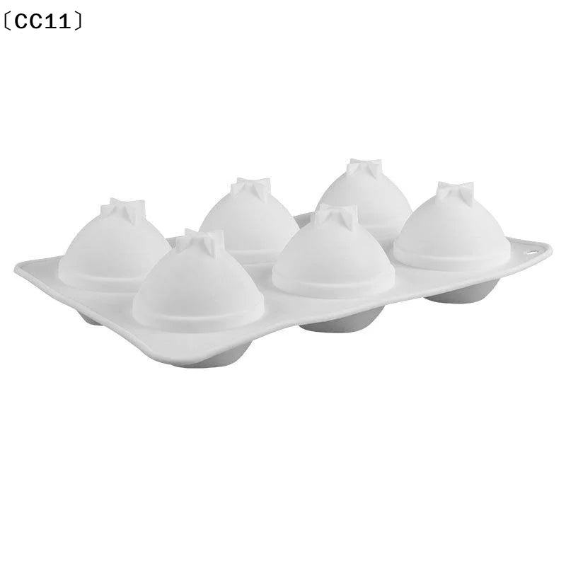6 Cavity Peach Silicone Cake Baking Mold Chocolate Mousse Ice Cream Qme