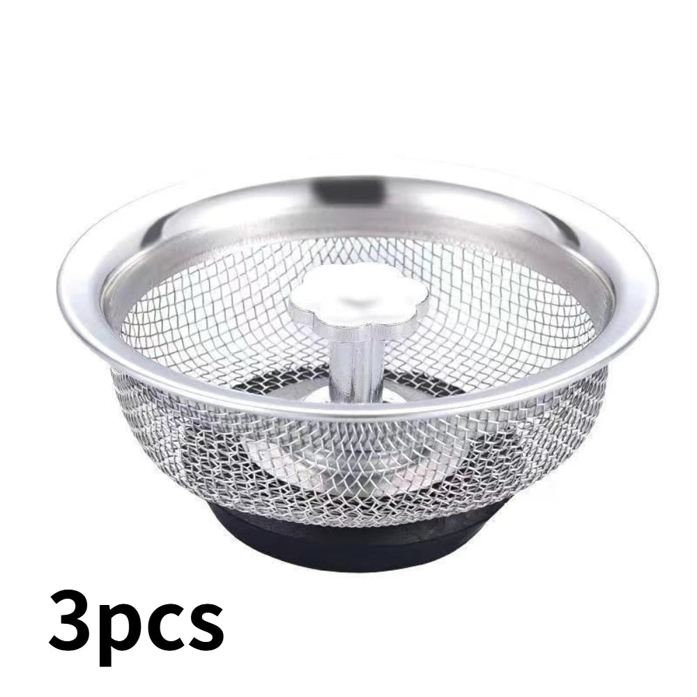 1/3/5pcs Kitchen Sink Stainless Steel Mesh Filter Vegetable Washing Residue Strainer Sink Hole Drain Waste Catcher Basket Tool Qme filter screen 3pcs
