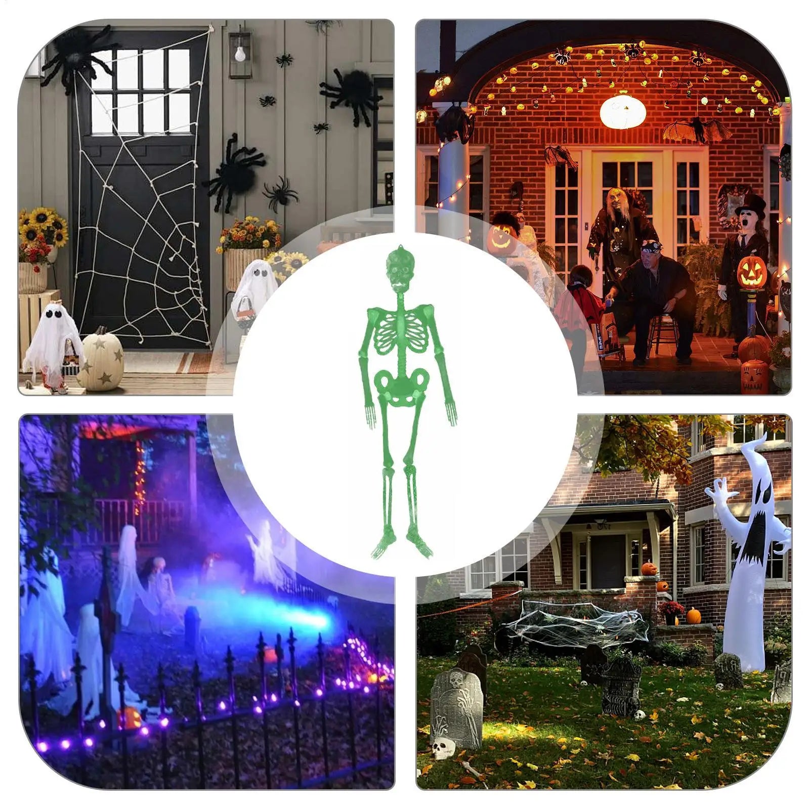 Skeleton Decor 5 Ft Glow Dark Bones Door Hanger Props Halloween Qme