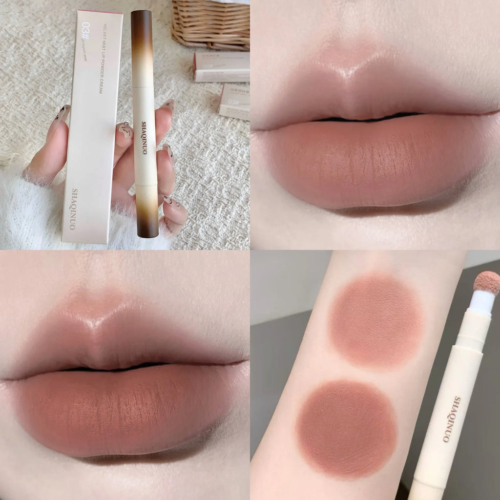 SHAQINUO Velvet Soft Lip Glaze Matte Lipstick Cream Fluffy Brush Head Qme S9157-1