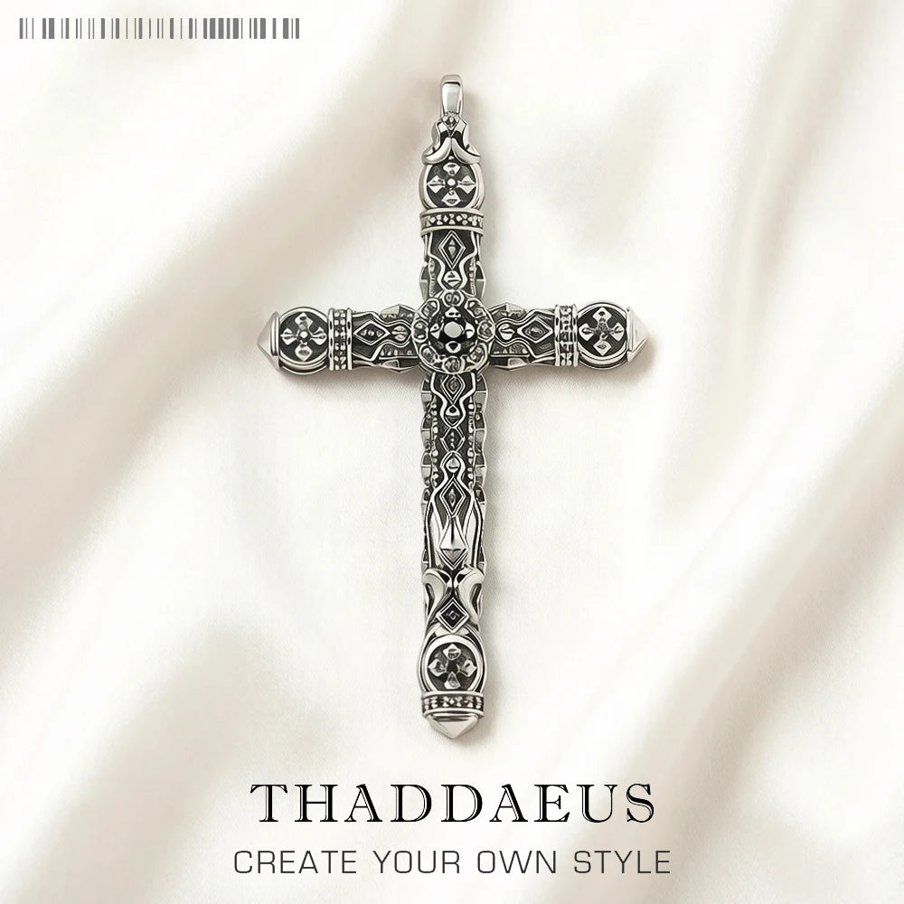 Large Richly Ornamented Cross Pendant,Brand New 925 Sterling Silver Masterful Jewelry Accessories Vitnage Gift For Women Men Qme Silver