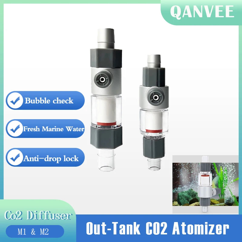 Qanvee CO2 Diffuser Atomizer System Plant Aquarium Fish Tank Reactor Shrimp Turtle Kit Accessories Akvarium Sprayer Cylinder Qme
