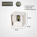 TRAZOS 12W PIR Sensor LED Wall Light Outdoor Waterproof IP65 Porch Garden Wall Lamp Indoor Bedroom Bedside Decoration Lighting Qme Warm white White-12W