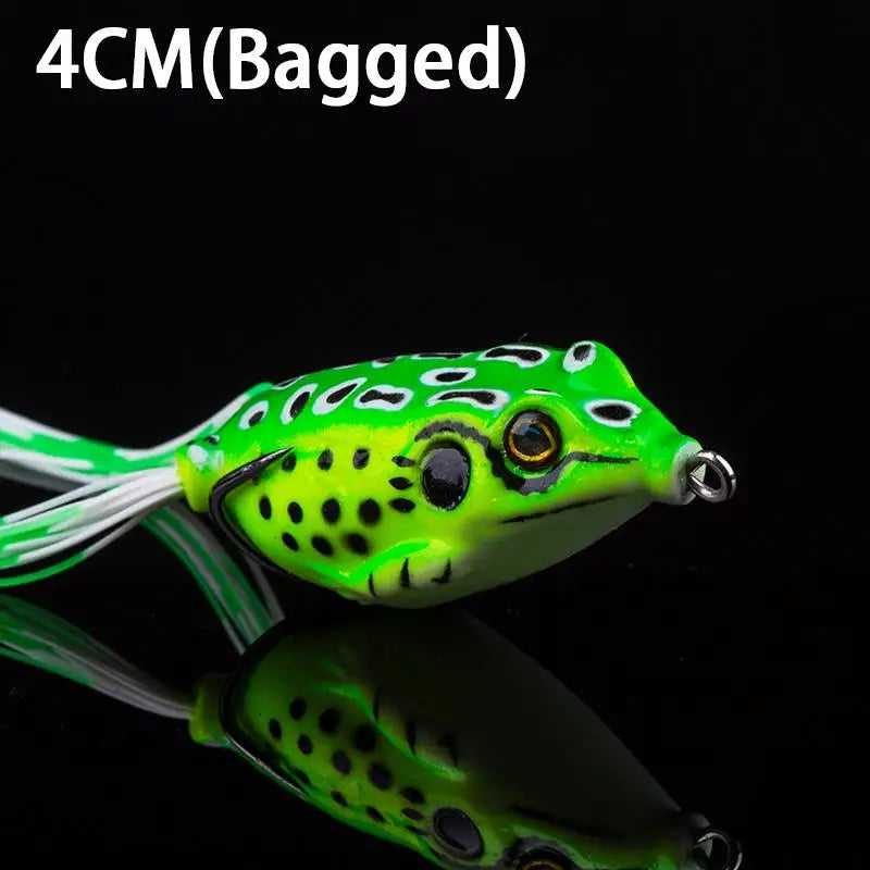 Frog Bait Plastic Fishing Lure Hooks Topwater Ray Artificial 3D Eyes Qme B 5g