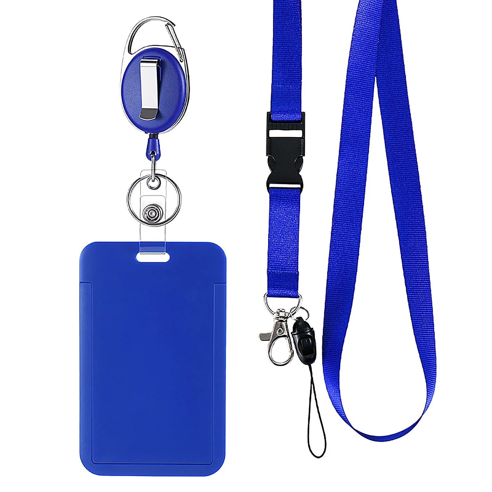 Solid Color Lanyard for Working Permit Case Keys ID Tag Name Badge Holder Pass Bus Access Employee's Work Card Cover Qme Blue