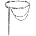 Multi Layer Metal Chain Belts Women Waistbands Long Tassel Waist Qme Silver