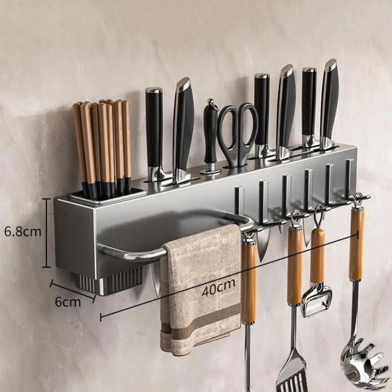 Wall Mounted Kitchen Knife Storage Rack Pot Lid Holder Cutting Board Qme Gray 40cm