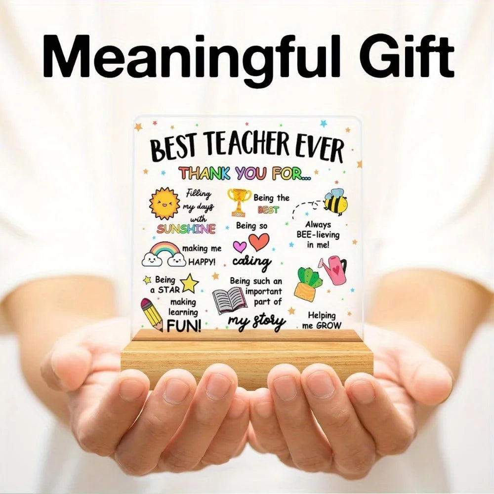 Teacher Ever Acrylic Desk Plaque Colorful Inspirational Quotes Thank Qme