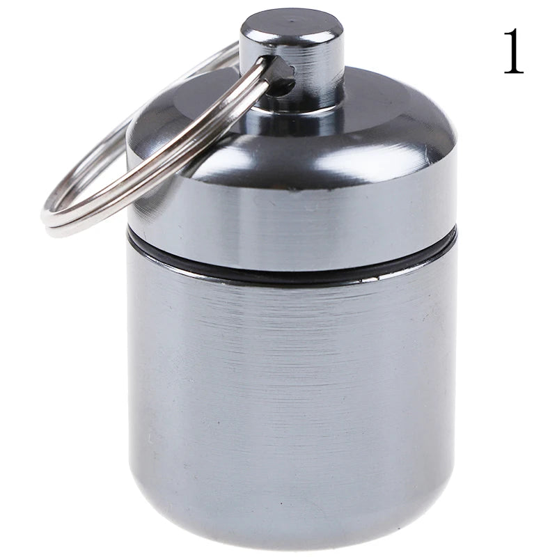 Portable Keychain Pill Case Aluminum Alloy Metal Medicine Container Qme 1
