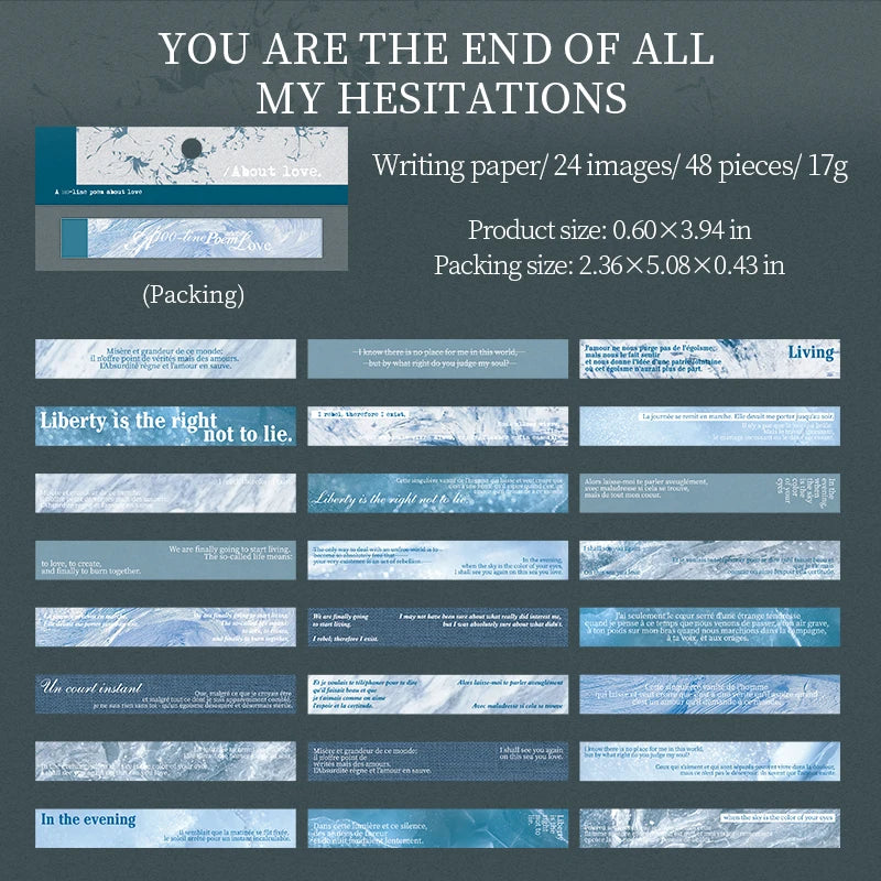 48 Sheets/Bag 100 Lines of Love Themed Sticker Set for DIY Scrapbooking Journal Planner Decoration Phone Case Laptop Qme 2