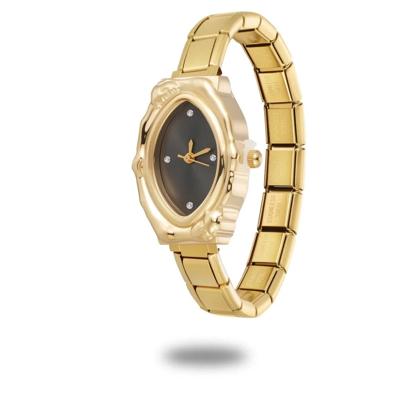 Women's Men's DIY Width Italian Elastic Charm Stainless Oval Watch