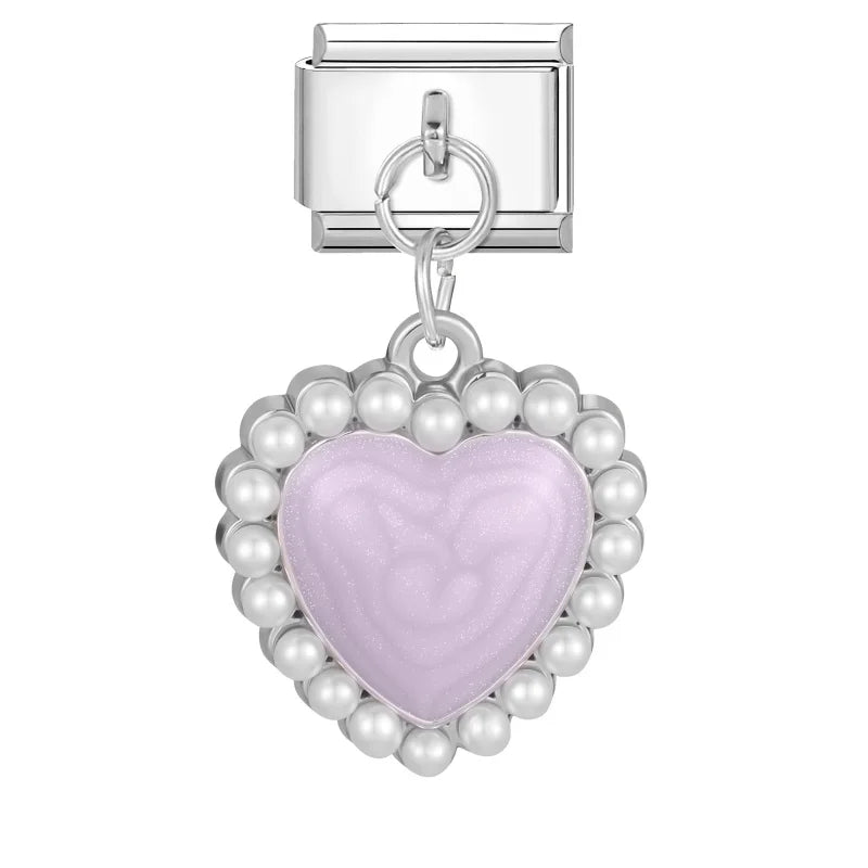 New Original Colored Crystal Turtle Moon Heart Italian Charm Stainless Steel Link Fit 9mm Modular Bracelet DIY Jewelry Wholesale Qme Style 23