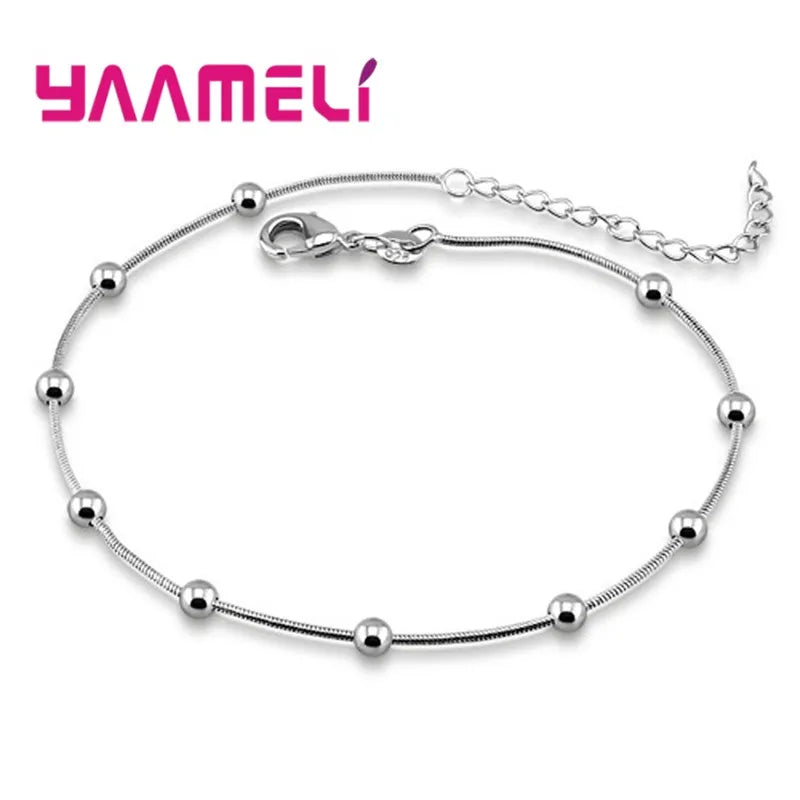 Trendy Women Foot Chains Adjustable Mujer Charm 925 Sterling Silver Color Anklets Bohemia Jewelry Summer Holiday Design Qme