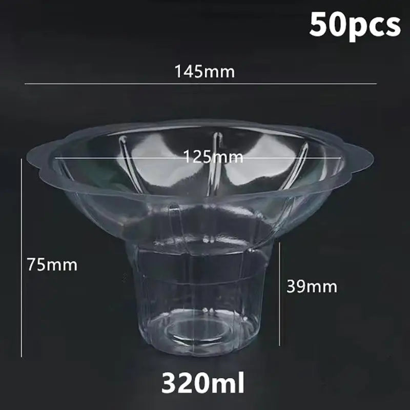 Transparent Shaved Ice Cups Flower Shaped Snow Cone Small Leak Proof Qme 320ml