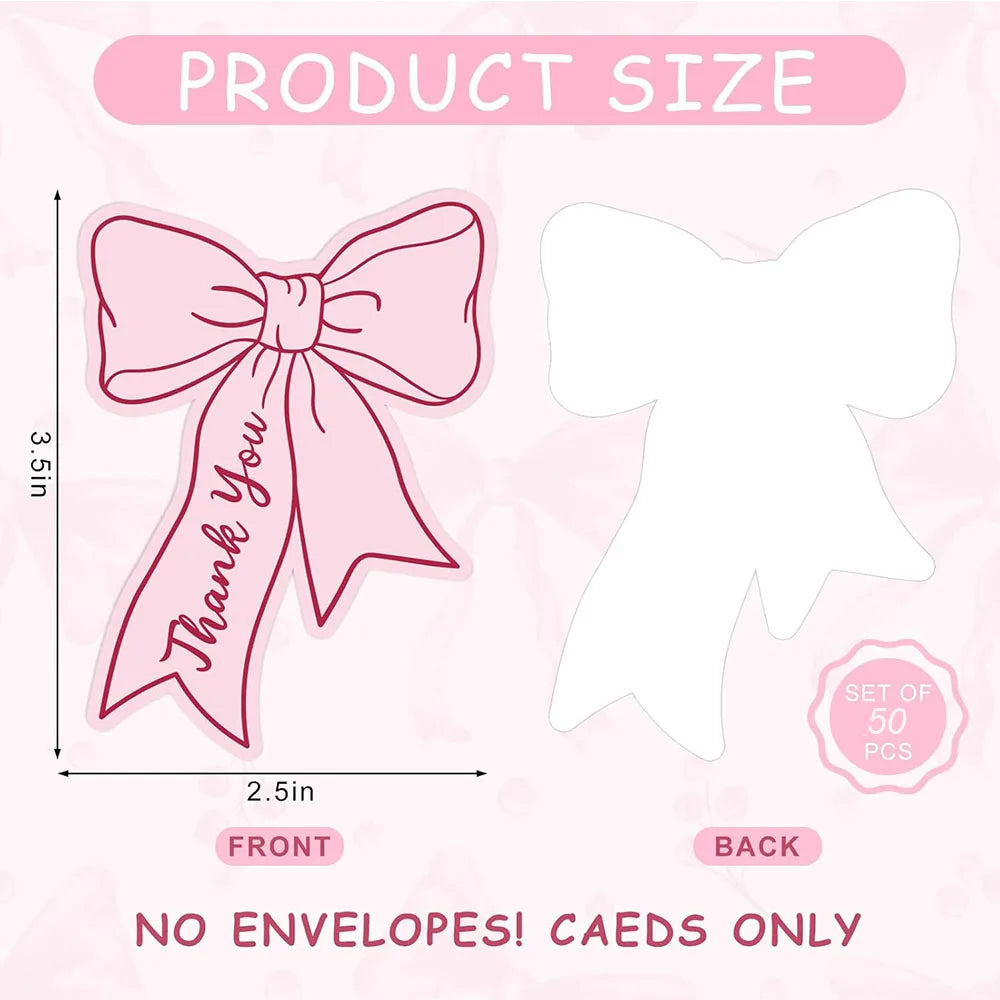 Pink Blue Bow Thank You Card Cute Girl Children's Birthday Party Qme