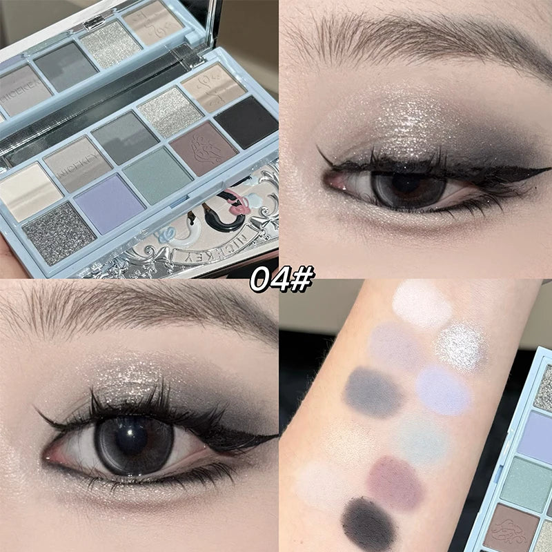 NICEKEY 10 Colors Eyeshadow Palette Purple Glitter Pearlescent Matte Nude Eye Shadow Shimmer Makeup Lasting Beauty Eye Cosmetics Qme 04