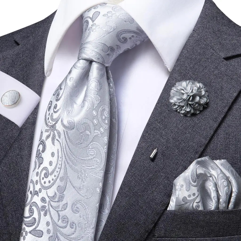 25 Colors Neck Ties Men Luxury Wide Silk Wedding Tie Pocket Square Qme N-1169-XH-029