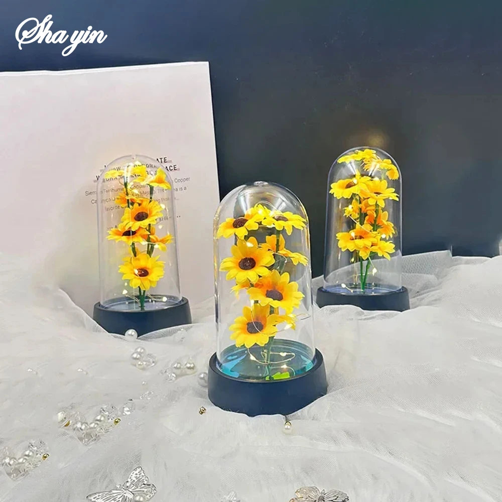 Graduation season gift small sunflower plastic set Mother's Day send wife send mother Valentine's Day eternal flower gift Birthd Qme