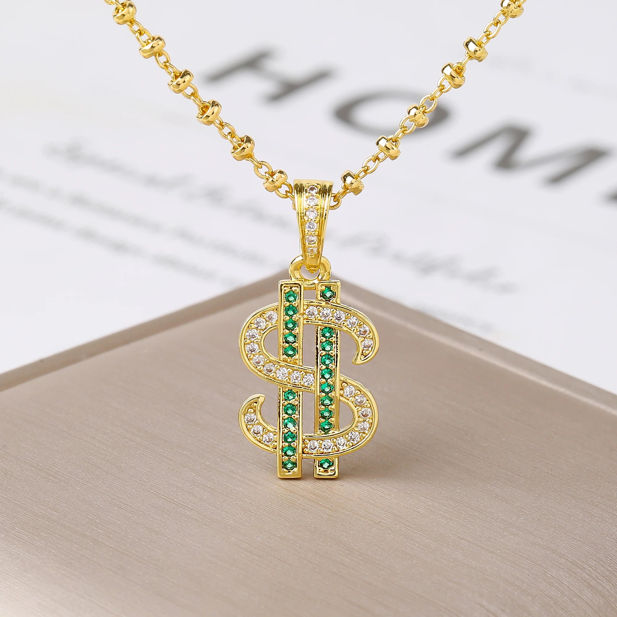 Lucky Wealth Attracting Gift Dollar Sign Money Bag Zircon Necklace Trendy Amulet Jewelry Birthday Holiday Present for Men Women Qme 3