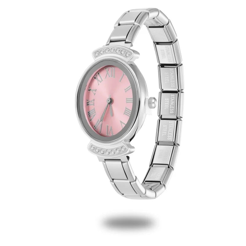 Stainless Steel Fit Watch Connector Italian Charm Links Women's Round
