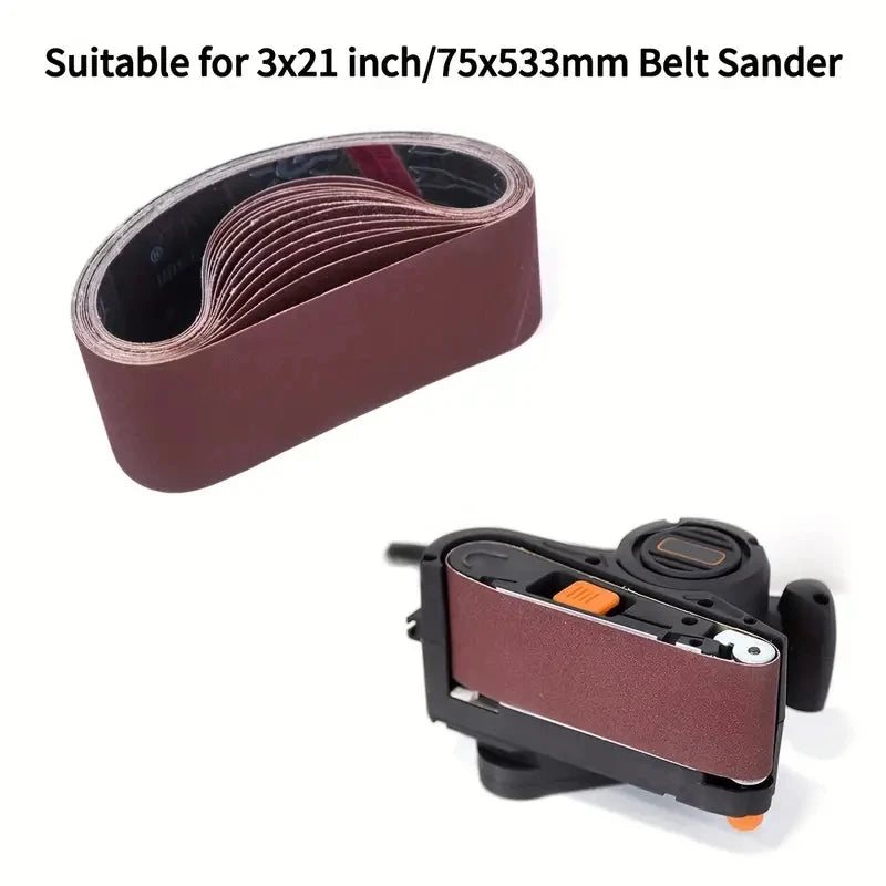 15pcs 3x21(75x533) Inch Sanding Belt Sanding Paper Suitable For Sanding Machine Grinding Woodworking Metal Polishing Qme
