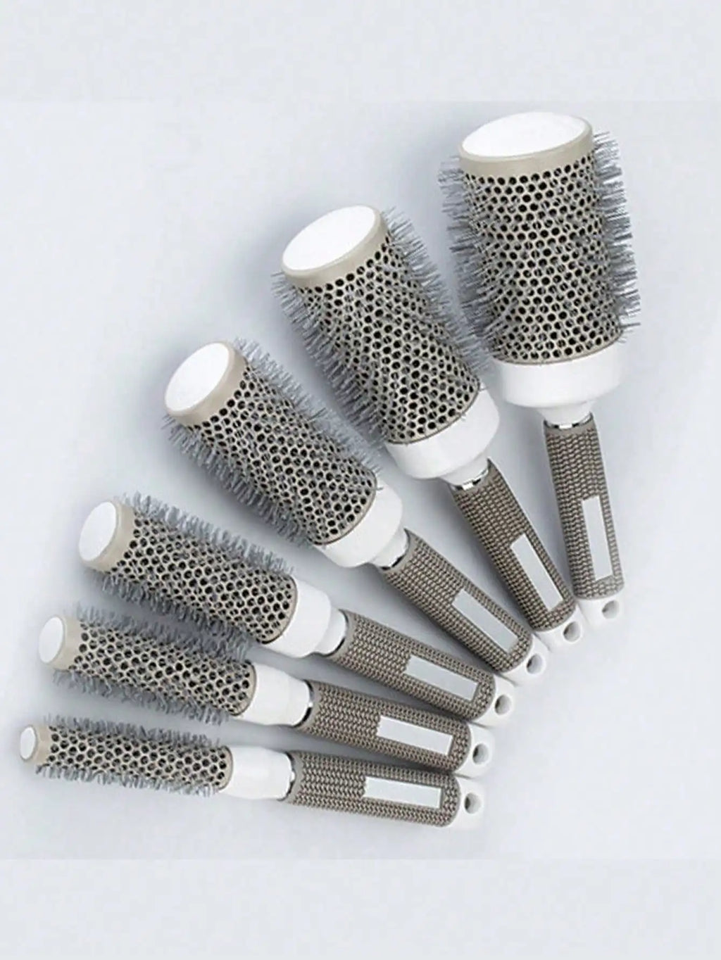 Grey White Barrel Styling Hair Brush Ceramic Aluminum Tube Comb Round Qme