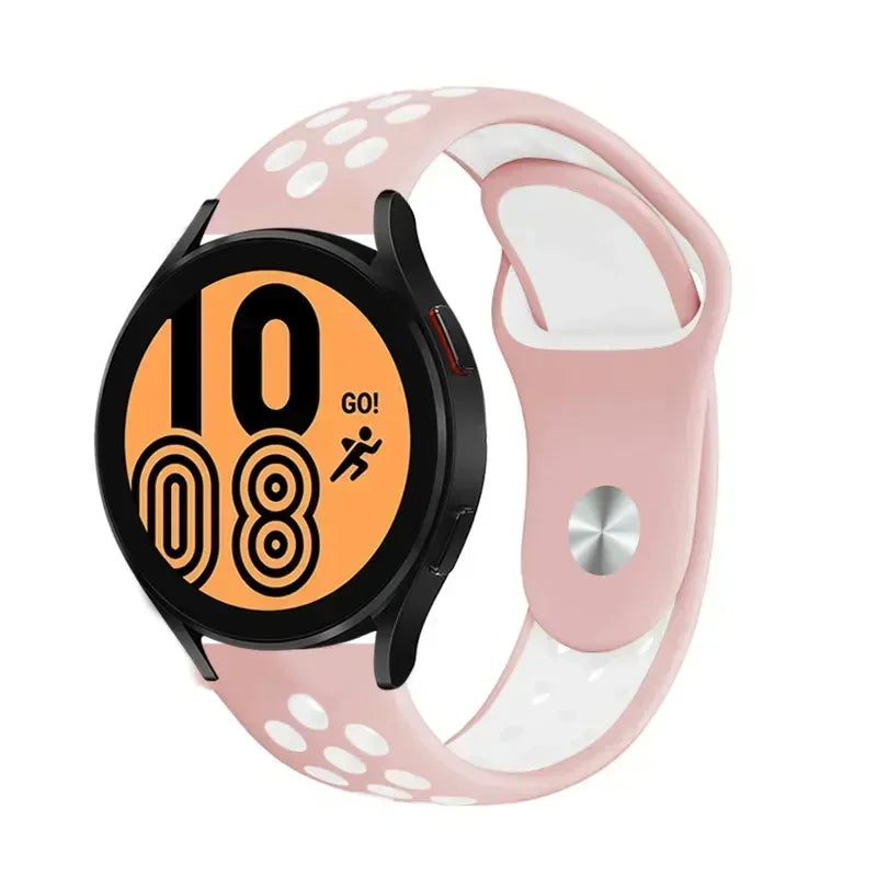 20mm 22mm Watch Strap for Samsung Galaxy Watch 6 5 4 3 Classic 47mm 43mm Pro 45mm 40mm 44mm Silicon Bracelet Huawei GT/3/2 Band Qme Pink White 20MM Watch Band