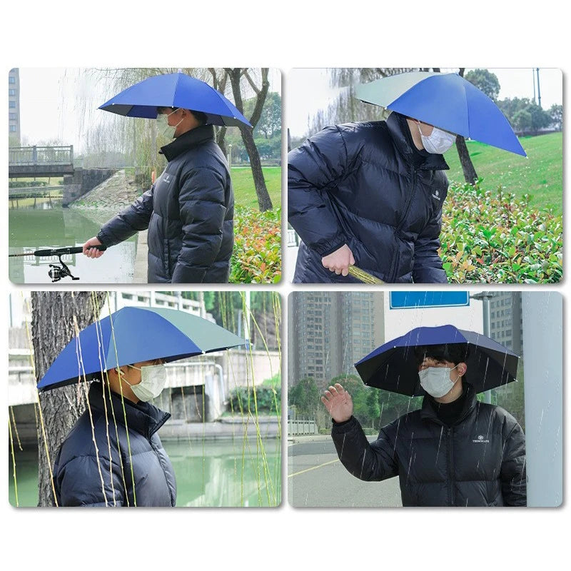 Portable Rain Hat Outdoor Folding Umbrella Fishing Sun Shade Anti-UV Qme