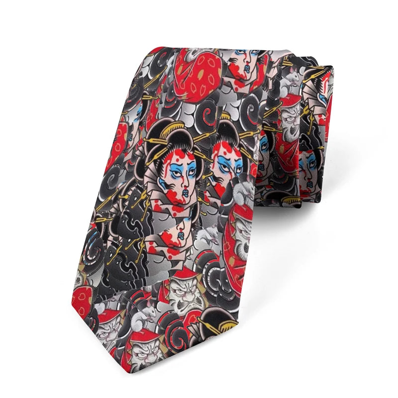 Fun Printing Men's Business Tie Tattoo Pattern Personality Unisex Qme style3
