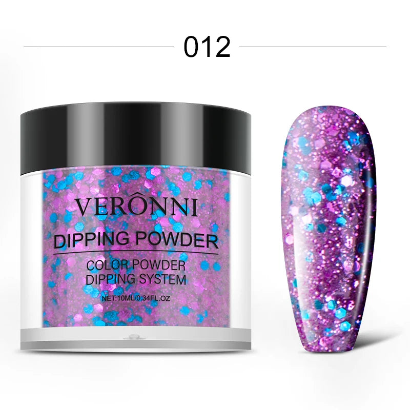 Nail Dipping Powder 6 Solid Colors Glitter Diamond Sequins Qme 12
