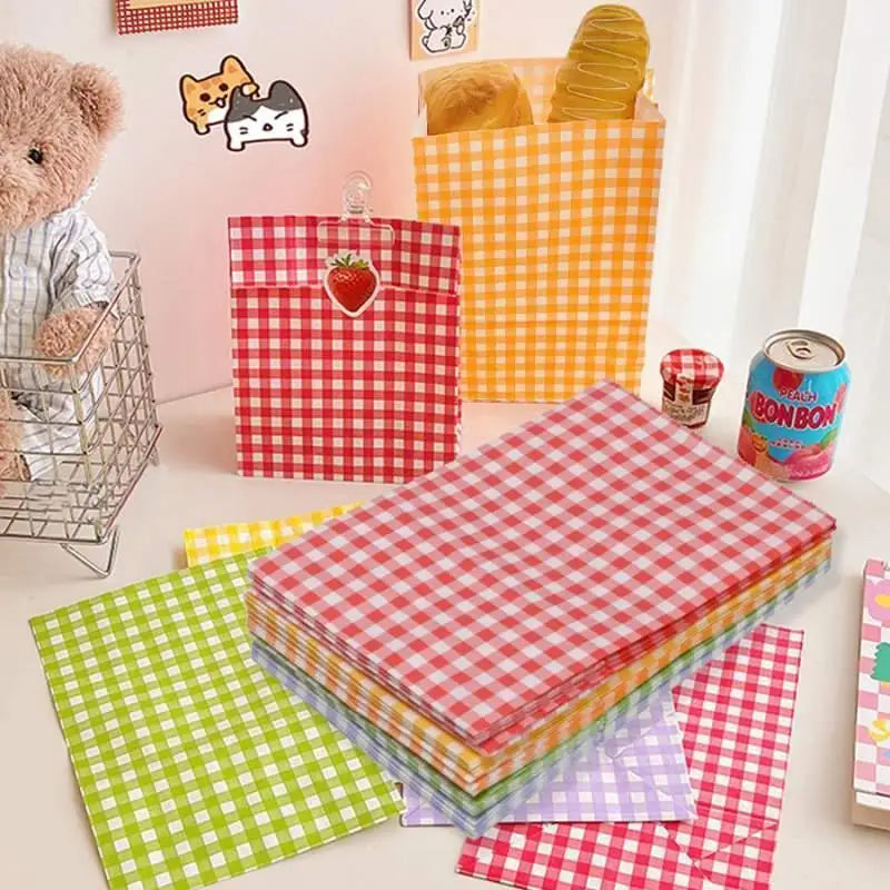 Colored Checkered Kraft Paper Bag Valentine's Day Christmas Packaging Qme