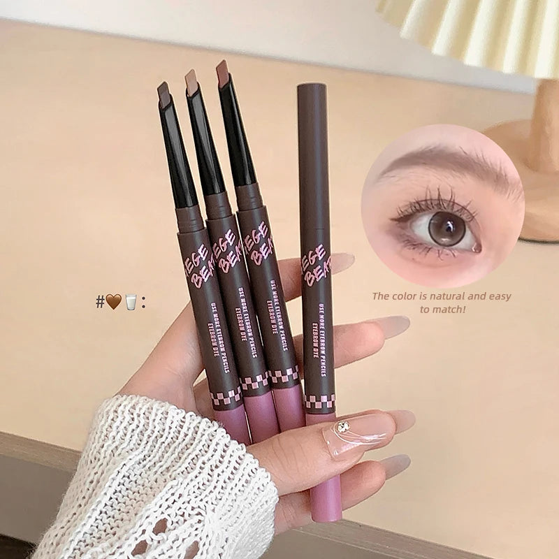 2-in-1 Brow Pencil & Eyebrow Dye Dual Ended Eyebrow Makeup with Pencil and Mascara Natural Look Waterproof Long Lasting Brow Kit Qme