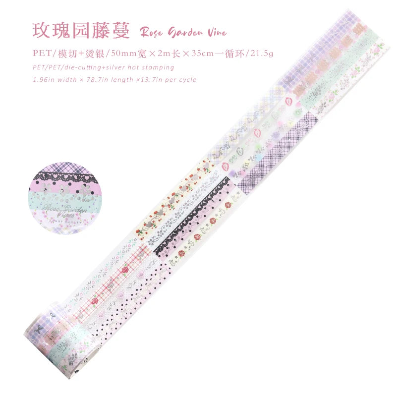 TIANZI 50mmx2m Cartoon Die-Cut Masking Tape Creative Filmstrip Stationery for Card Scrapbooking Stickers Journaling Qme B 2 Rolls