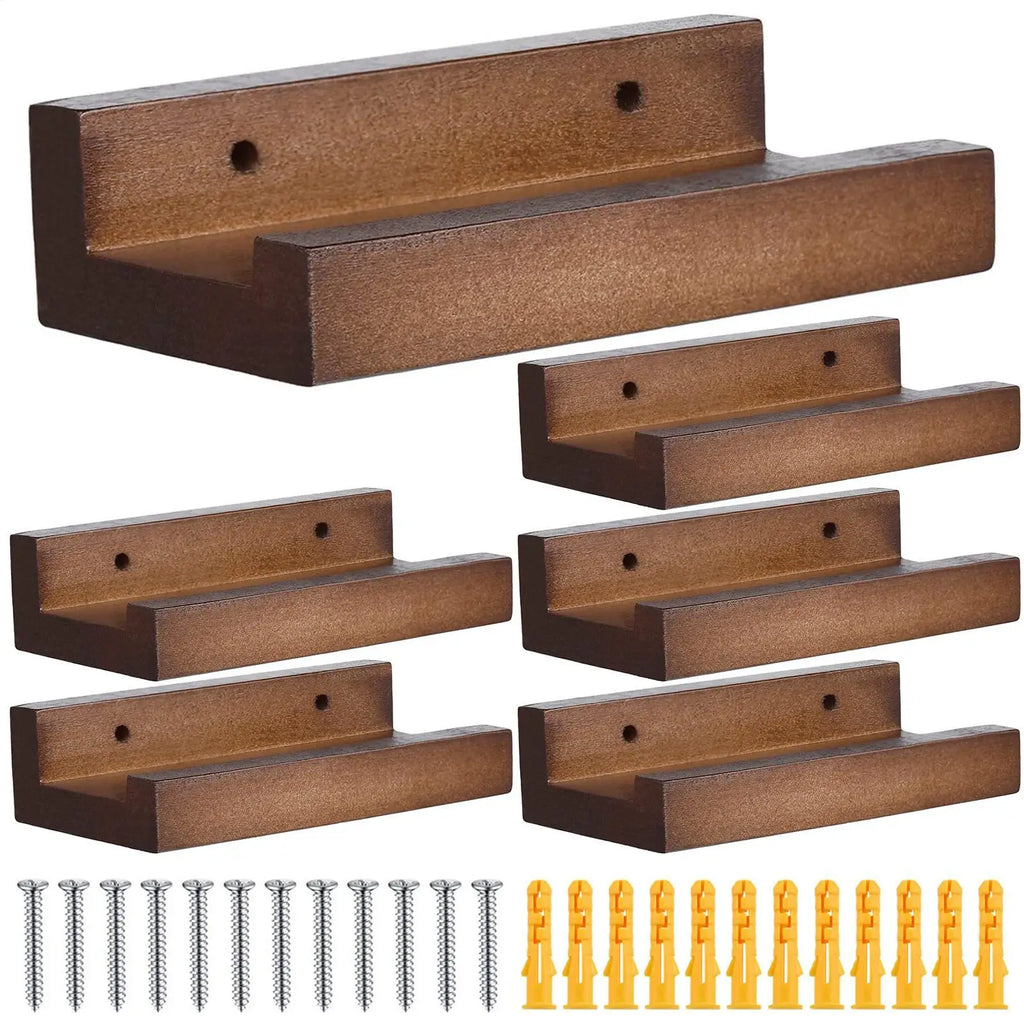 Record Shelf Wall Mount 6PCS Record Holder Stand Rustic Wood Record Storage Holder Rack For Albums Fashionable Record Organizer Qme