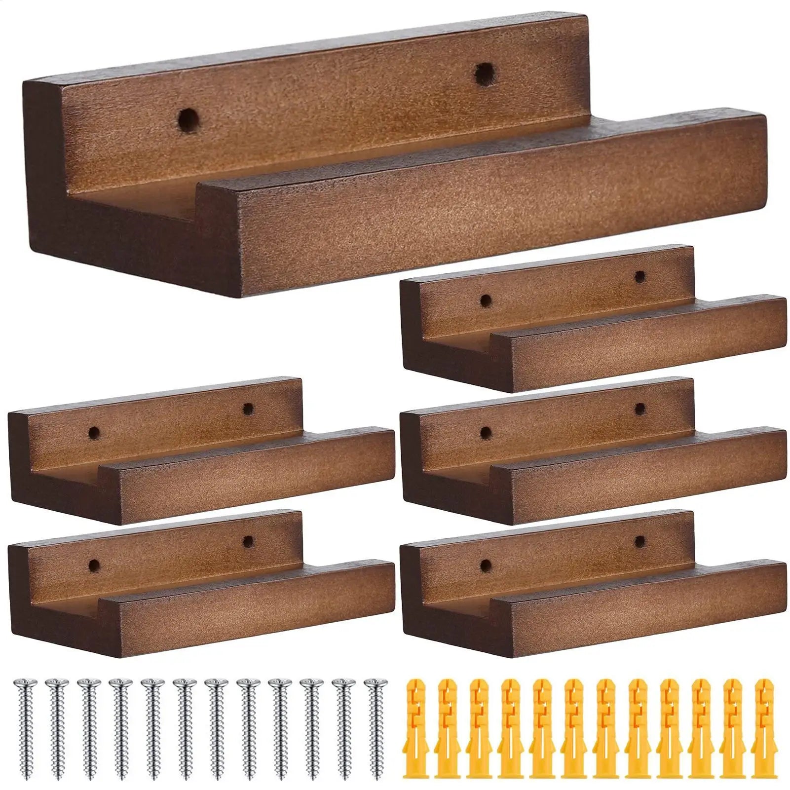 Record Shelf Wall Mount 6PCS Record Holder Stand Rustic Wood Record Storage Holder Rack For Albums Fashionable Record Organizer Qme