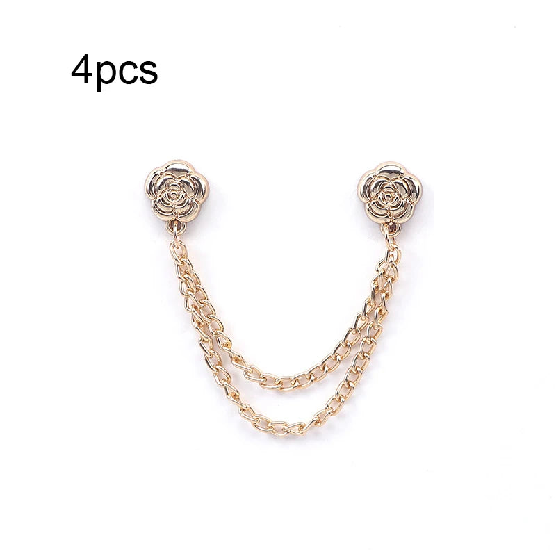 4/6Pcs Magnetic Chain Buckle - Adjustable Clothing Entrapment Magnetic Closure, Suitable for Pants, Dresses, Jackets - Clothing Qme 4pcs Gold
