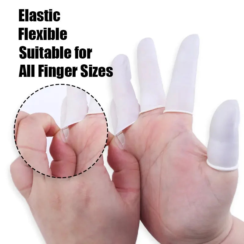 Disposable Latex Finger Cots Medium Anti Static Rubber Fingertip Protective Finger Cots for Epoxy Resin Handmade Jewelry DIY Qme