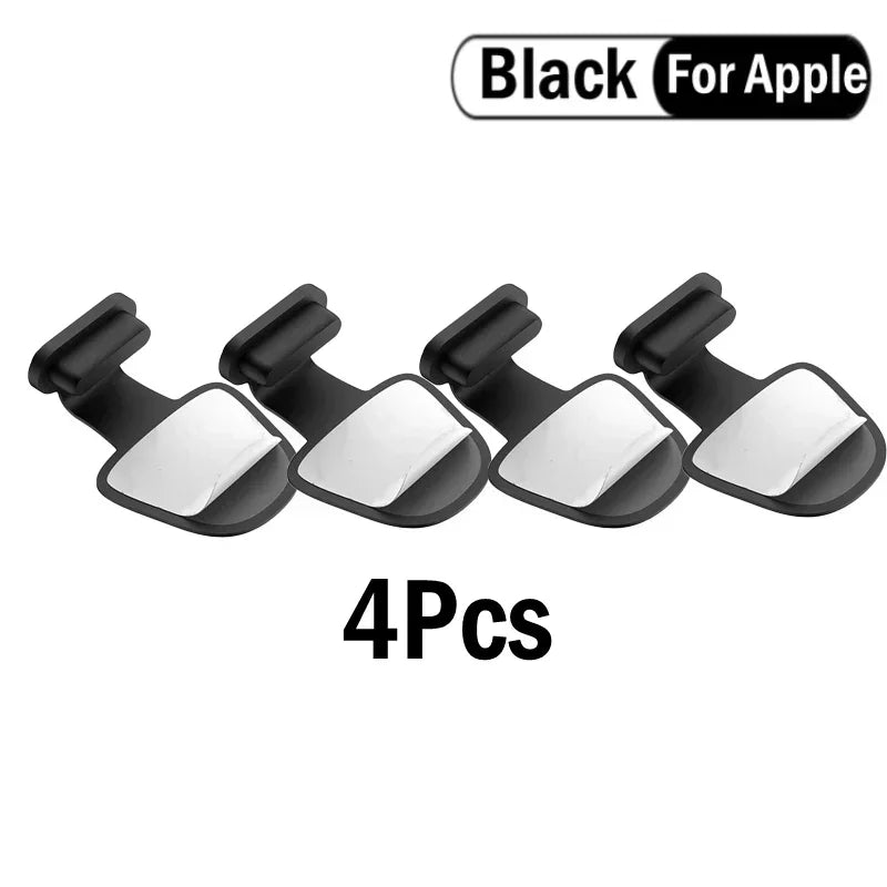 2/4/6PCS Charging Port Anti-Dust Dirt Plug for IPhone Samsung USB Type-C Port Protector Silicone Dustplugs Qme 4Pcs-Black-ios