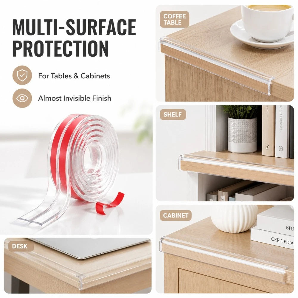1/3/5M Flexible Clear Anti-collision Strip Self-adhesive Soft Bumper Tape For Table Cabinet Furniture Edge Household Protection Qme