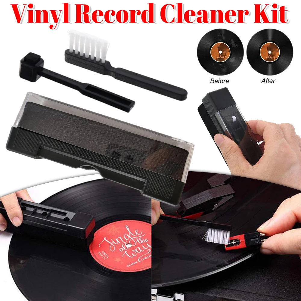 3Pcs/Set Vinyl Record Cleaner Kit Cleaning Brush Dust Remover Set Record Cleaner Cleaning Brush Tool Vinyl Record Cleaning Brush Qme