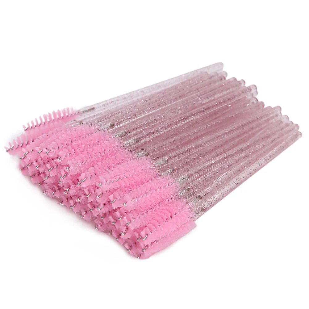 Nylon Makeup Brush Mascara Wands Eyelash Eyebrow Disposable Portable Brush Disposable Eyelash Brush Mascara Eyelash Brush Qme Pink